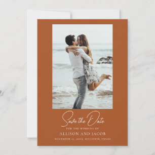 Elegante Terrakotta-Foto-Hochzeit Save The Date