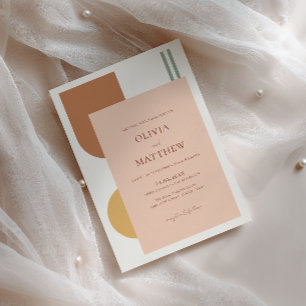Elegante Terrakotta-Gelb-Boho-Bögen-Hochzeit Einladung