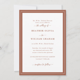 Elegante Terrakotta-Hochzeitsschrift Einladung