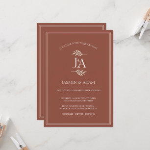 Elegante Terrakotta-Klassiker-Hochzeitsanfangsbuch Einladung
