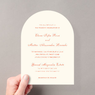 Elegante Terrakotta-Moderne Klassische Hochzeit Acryleinladungen