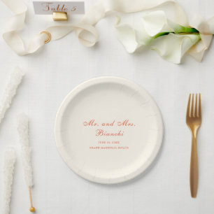 Elegante Terrakotta-Moderne Klassische Hochzeit Pappteller