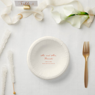 Elegante Terrakotta-Moderne Klassische Hochzeit Pappteller