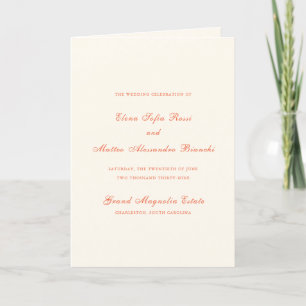 Elegante Terrakotta-Moderne Klassische Hochzeit Programm