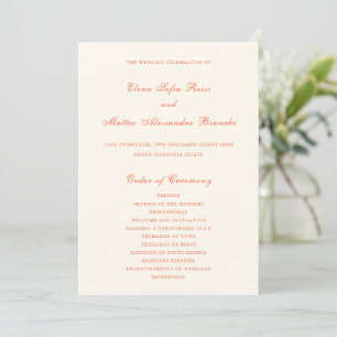 Elegante Terrakotta-Moderne Klassische Hochzeit Programm
