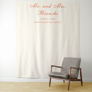 Elegante Terrakotta-Moderne Klassische Hochzeitsku Wandteppich