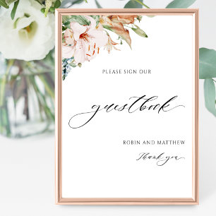 Élégante Terre Blooms Mariage Livre d'or
