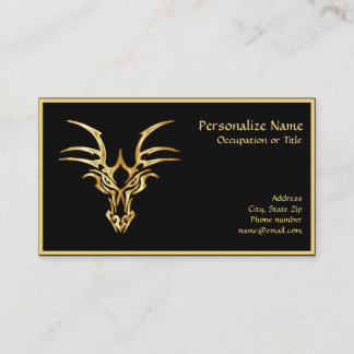 Elégante tête de dragon d'or sur Carte de visite n