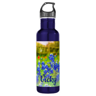 Elegante Texas Bluebonnets Blue Floral Moderne Edelstahlflasche
