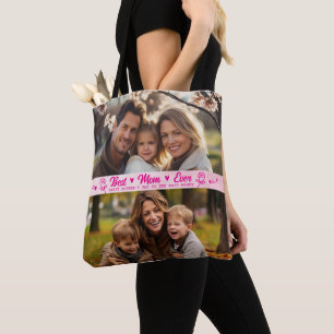 Elegante Text Foto Muttertag Wasserfarbe Rosa Tasche