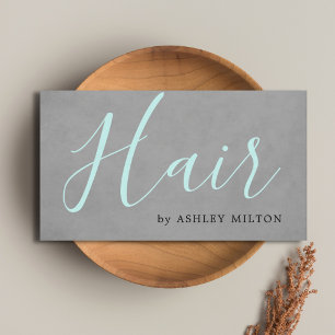 Elegante Textur Grau Türkis Typografie Haar Visitenkarte