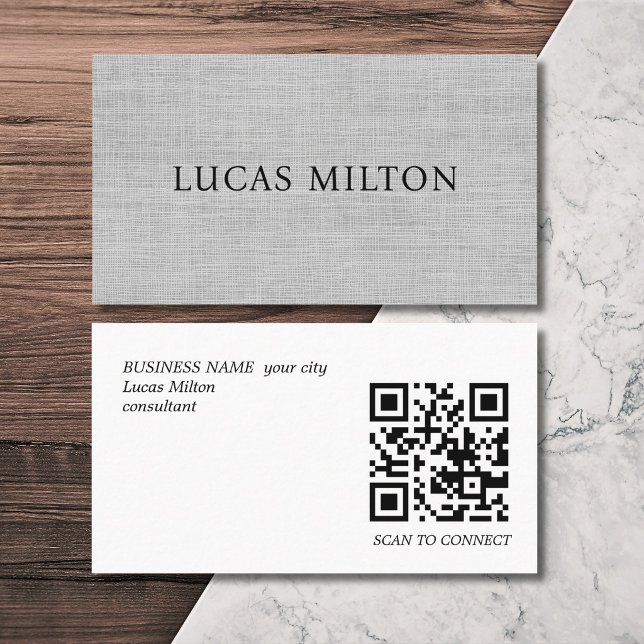 Elegante Textur Grauer QR-Code-Berater  Visitenkarte (Von Creator hochgeladen)