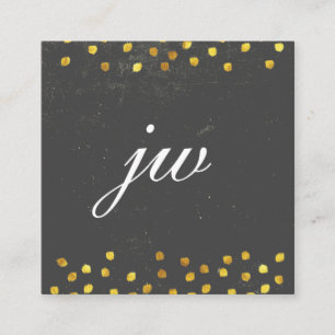 Elegante Textur mit goldenen Punkten Monogramm Quadratische Visitenkarte