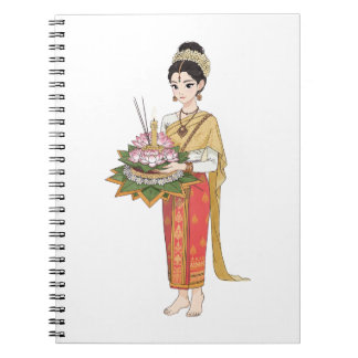 Elegante thailändische Frau im traditionellen Gewa Notizblock