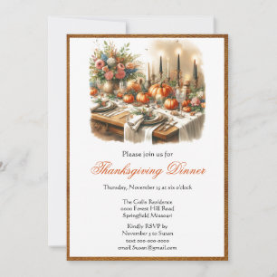 Elegante Thanksgiving-Dinner-Feiertags-Einladung Einladung