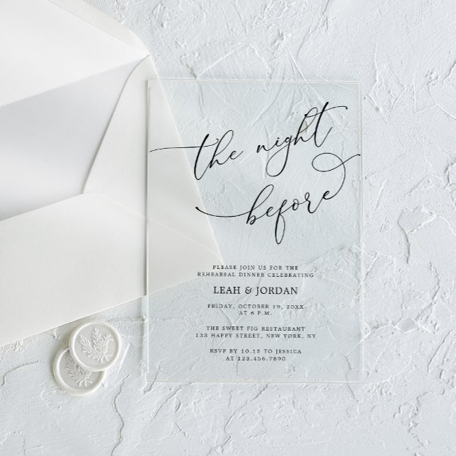 Elegante The Night Before Wedding Probe Dinner Acryleinladungen (Von Creator hochgeladen)