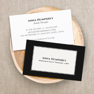 Elegante Therapeutin Schwarz-weiß Business Card Visitenkarte