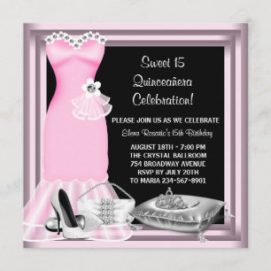 Elegante Tiara für Kleid Rosa Quinceanera Einladung