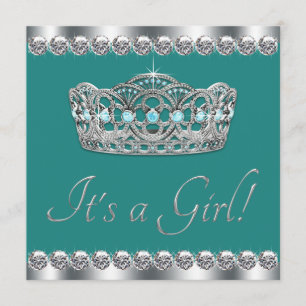 Elegante Tiara-Jade-Türkisblaue Babyparty Einladung