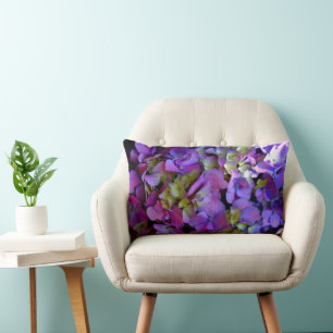 Elegante tief violette rosa magenta Hortensien flo Lendenkissen