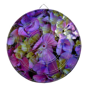 Elegante tief violette rosa magentafarbene Hortens Dartscheibe