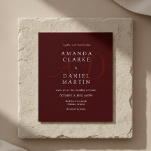 Elegante tiefe burgunderrote Hochzeitsmonogramm-In