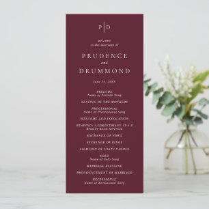 Elegante, tiefe Burgunderrote klassische Hochzeit Programm