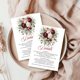 Elegante tiefrote Blumen Grünzeug Goldene Hochzeit Begleitkarte
