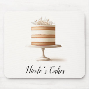 Elegante Tier Weiße Blumen Torte Bäckerei Küche Mousepad