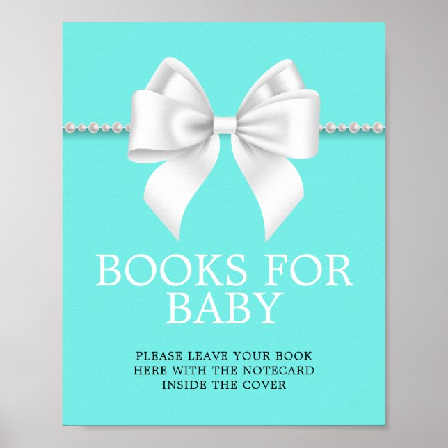 Elegante Tiffany Baby Shower Books für Babysignatu Poster (Vorne)