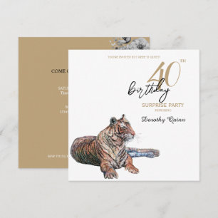 Elegante Tiger Floral Überraschung Geburtstagspart Einladung