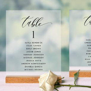 Elegante Tisch-Hochzeit Sitzplan Karte Mattglas-St Acrylschild