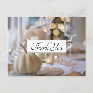 Elegante Tischdekoration für Thanksgiving, Danke Postkarte