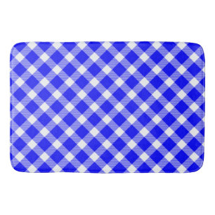 Elegante Tischlampe aus weißem und blauem Tartan Badematte