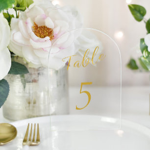 Elegante Tischnummer aus Acryl mit goldenem Glitte