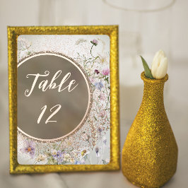 Elegante Tischnummer Blumen Herbstfoil