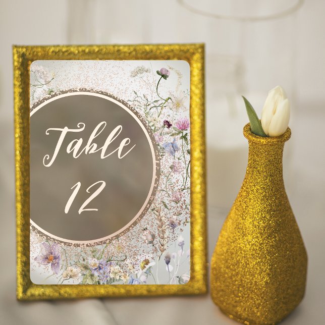 Elegante Tischnummer Blumen Herbstfoil (Von Creator hochgeladen)