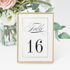 Elegante Tischnummer Card Gold Border - Melanie