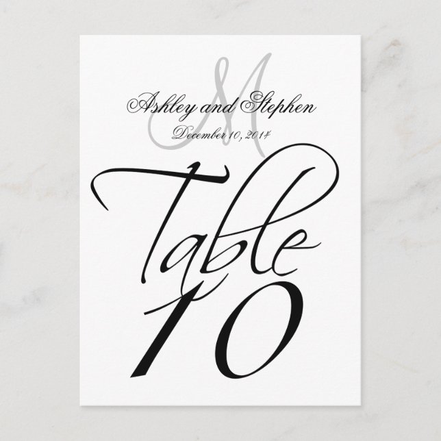 Elegante Tischnummer Cards für Hochzeiten (Vorderseite)