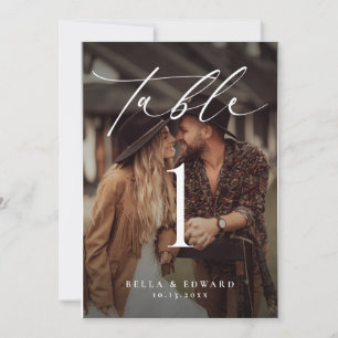 Elegante Tischnummer Fotokarte