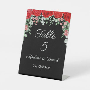 Elegante Tischnummer für Hochzeiten in Schwarz und Sockelschild