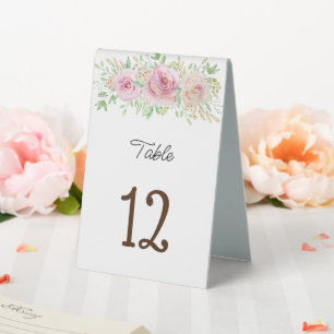 Elegante Tischnummer mit Blumenmotiv Tischaufsteller