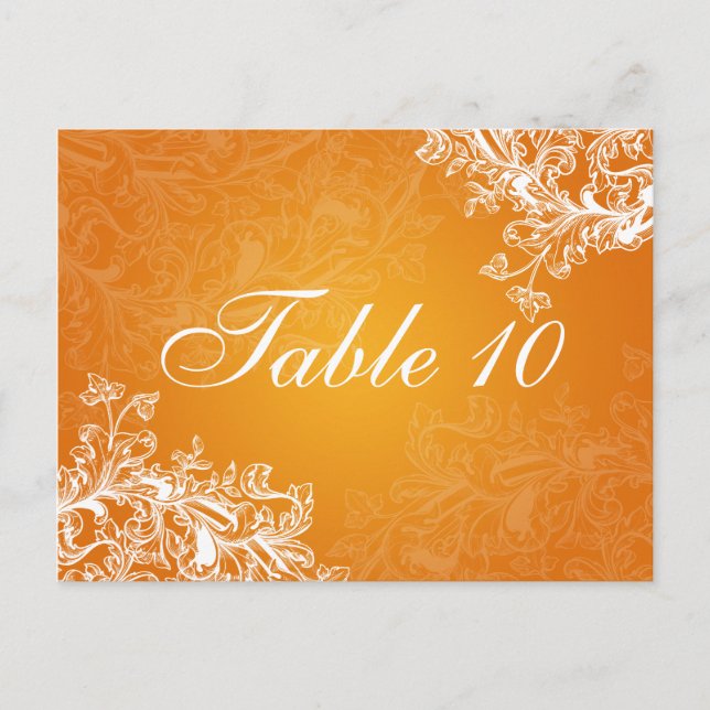 Elegante Tischnummer Vintage Wirbel Orange (Vorderseite)