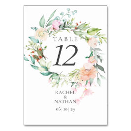 Elegante Tischnummer Watercolor Greenery
