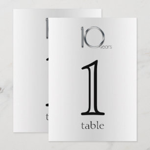 Elegante Tischnummer zum 10-jährigen Jubiläum Tin
