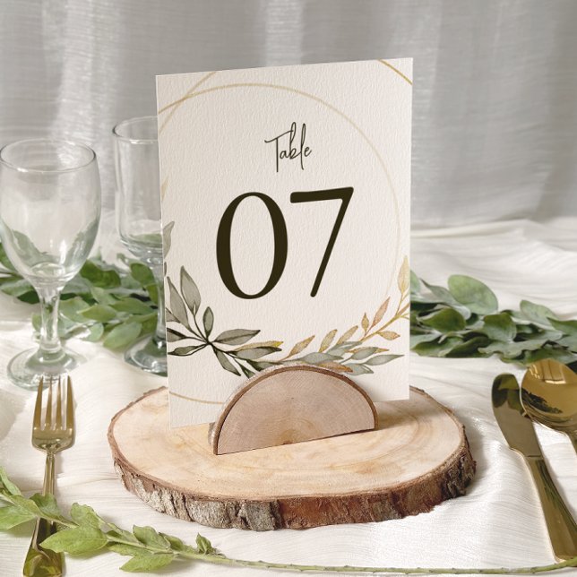 Elegante Tischnummern für Hochzeiten in Gold und G (Von Creator hochgeladen)