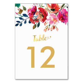 Elegante Tischnummern mit floralen Wasserfarben We