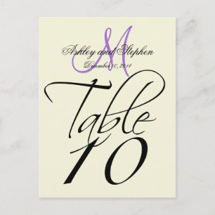 Elegante Tischnummernkarte Hochzeit Beige Lavendel Einladungspostkarte