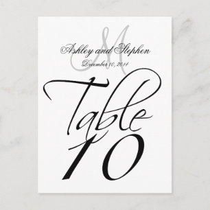 Elegante Tischnummernkarten für Hochzeiten Einladungspostkarte