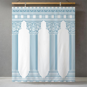 Elegante Toga-Party mit vier blauen Säulen Wandteppich